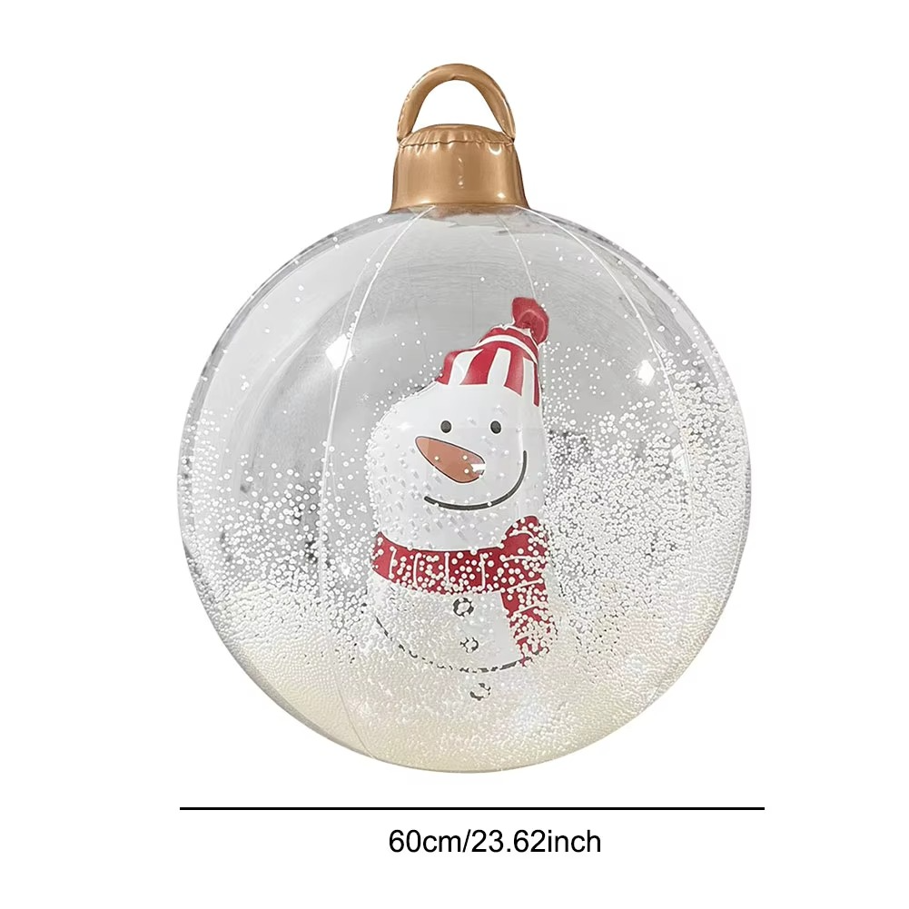 60cm Outdoor Christmas Inflatable Decorate Ball PVC Giant Inflatable Model Ball with Lights Xmas Tree Festive Decoration Balloon