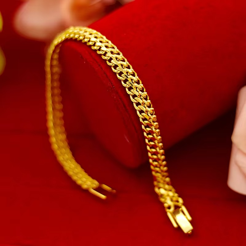 Japan and South Korea fashion 24K real gold women's thin bracelet 999 gold simple generous centipede bracelet