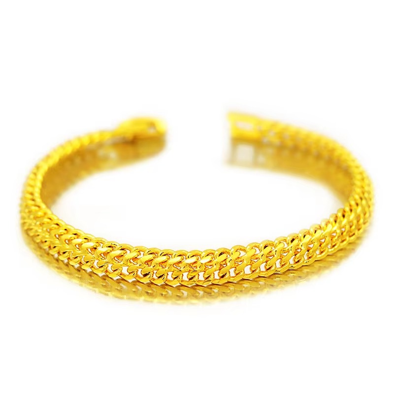 Japan and South Korea fashion 24K real gold women's thin bracelet 999 gold simple generous centipede bracelet