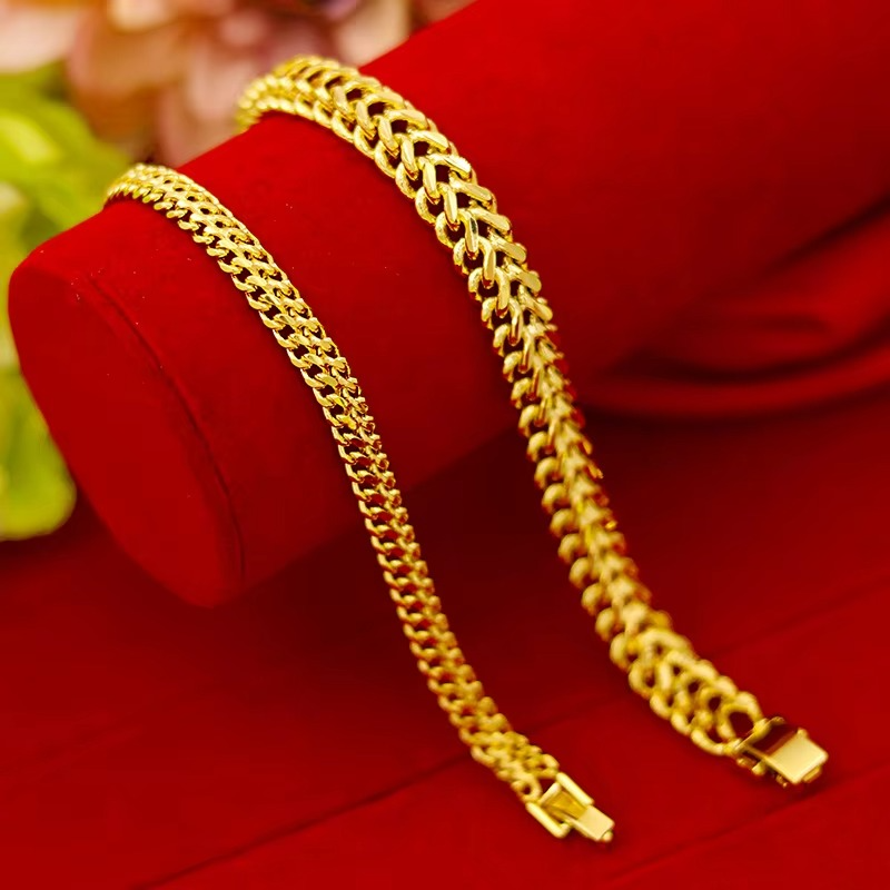 Japan and South Korea fashion 24K real gold women's thin bracelet 999 gold simple generous centipede bracelet