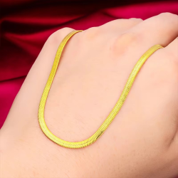 24K gold flat love necklace AU999 full gold, flat love shape simple and unique daily wear