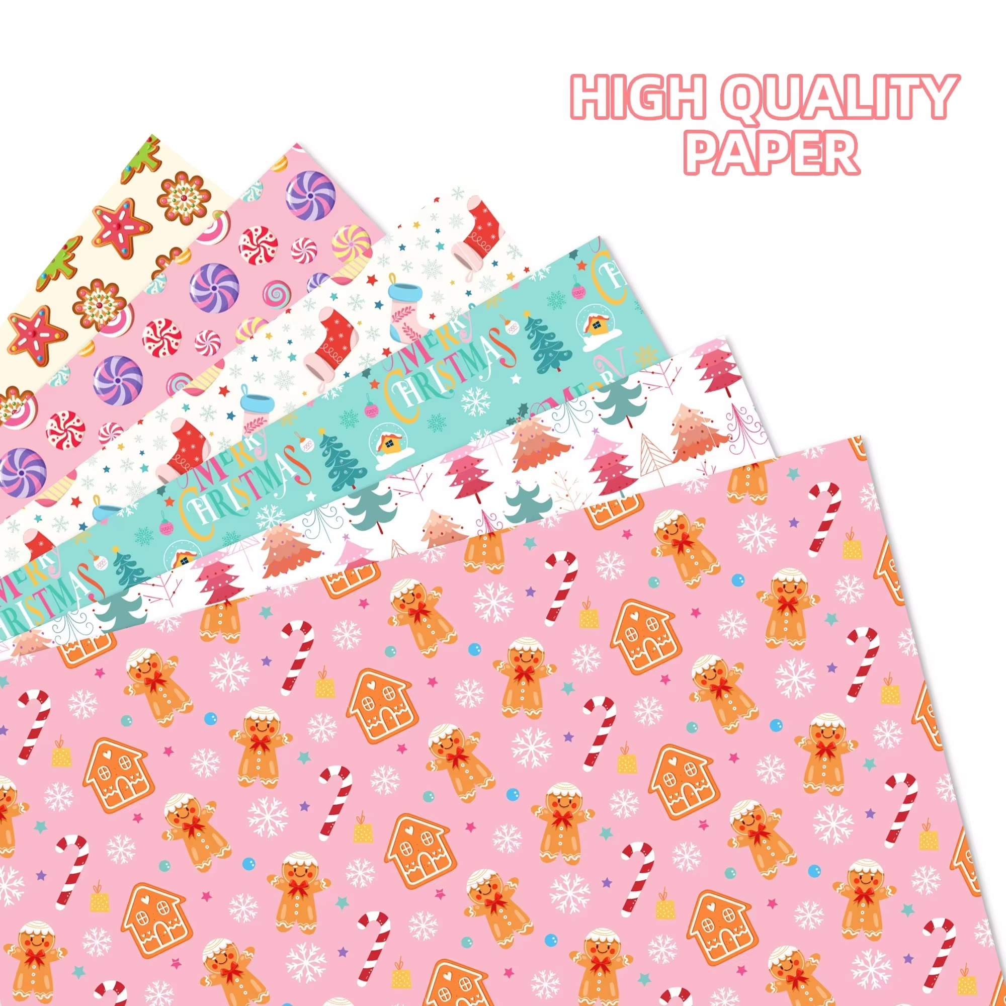 12pcs Candy Gingerbread Man Socks Theme Wrapping Material Paper Christmas Baby Shower Party Gifts Kids Gift Packing Craft Papers