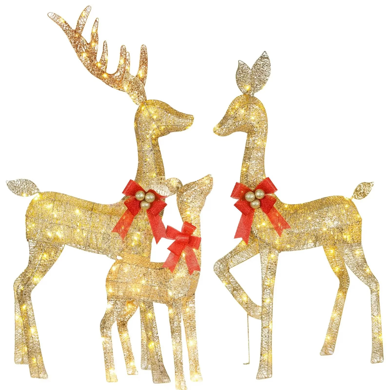 Navidad 3D life size large giant reindeer Christmas led motif lights outdoor Christmas village yard garden decorations