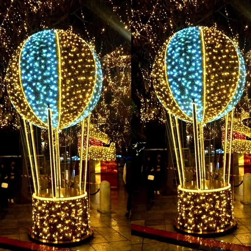 IP65 Outdoor LED Christmas Lights with Hot Air Balloon 3D Motif for Wedding Shopping Mall & Street Decorations during Halloween