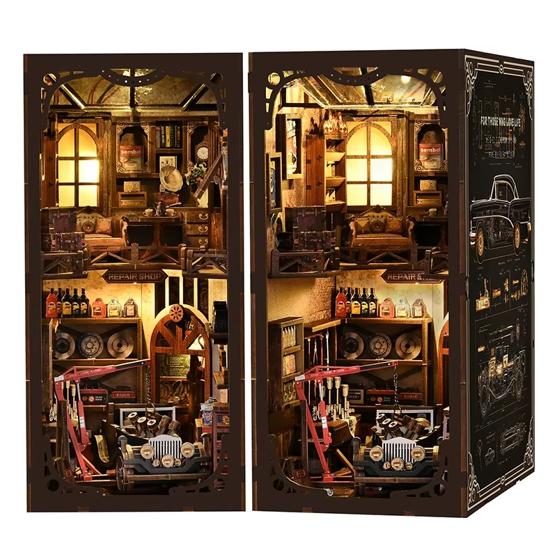 Qiaogong Auto Repair Workshop DIY Small House Model House Architecture Manual Assembly Miniature Model House Creative Toys Christmas Gift