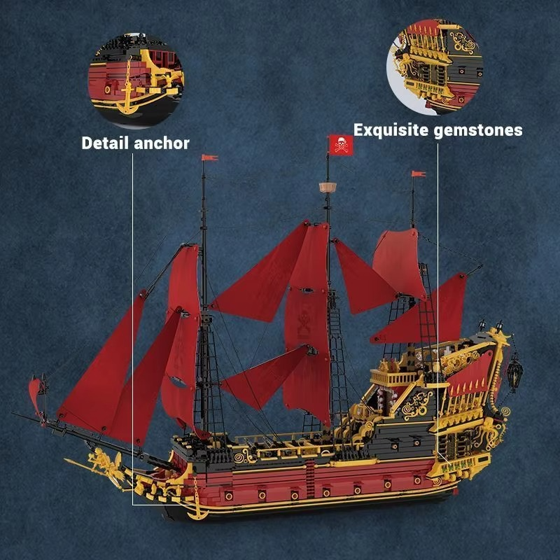 Reobrix 66049 Queen Anne’s Revenge Caribbean Pirate Ship Assembly Model Toy Christmas Gift for Kids and Adults