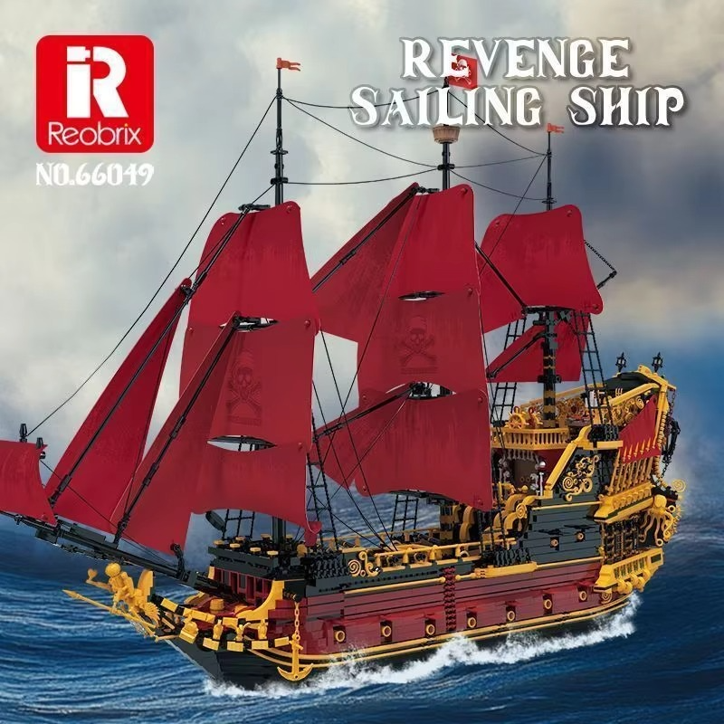 Reobrix 66049 Queen Anne’s Revenge Caribbean Pirate Ship Assembly Model Toy Christmas Gift for Kids and Adults