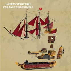 Reobrix 66049 Queen Anne’s Revenge Caribbean Pirate Ship Assembly Model Toy Christmas Gift for Kids and Adults