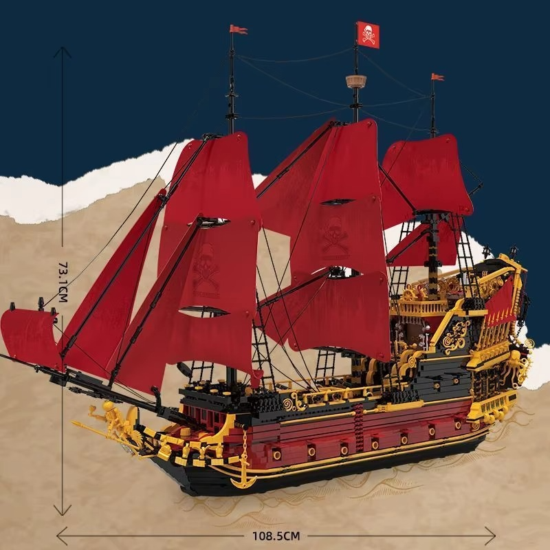 Reobrix 66049 Queen Anne’s Revenge Caribbean Pirate Ship Assembly Model Toy Christmas Gift for Kids and Adults
