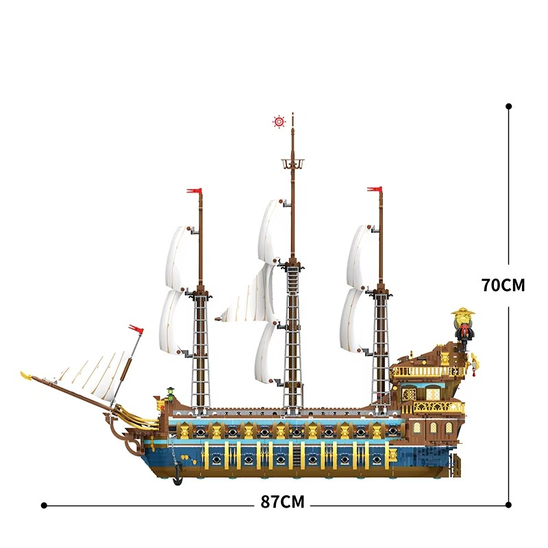 3162PCS Pirate Ship Building Blocks Royal Sunshine Sailing Boat Assembly Model Bricks Children's Educational Toys Christmas Holiday Gifts