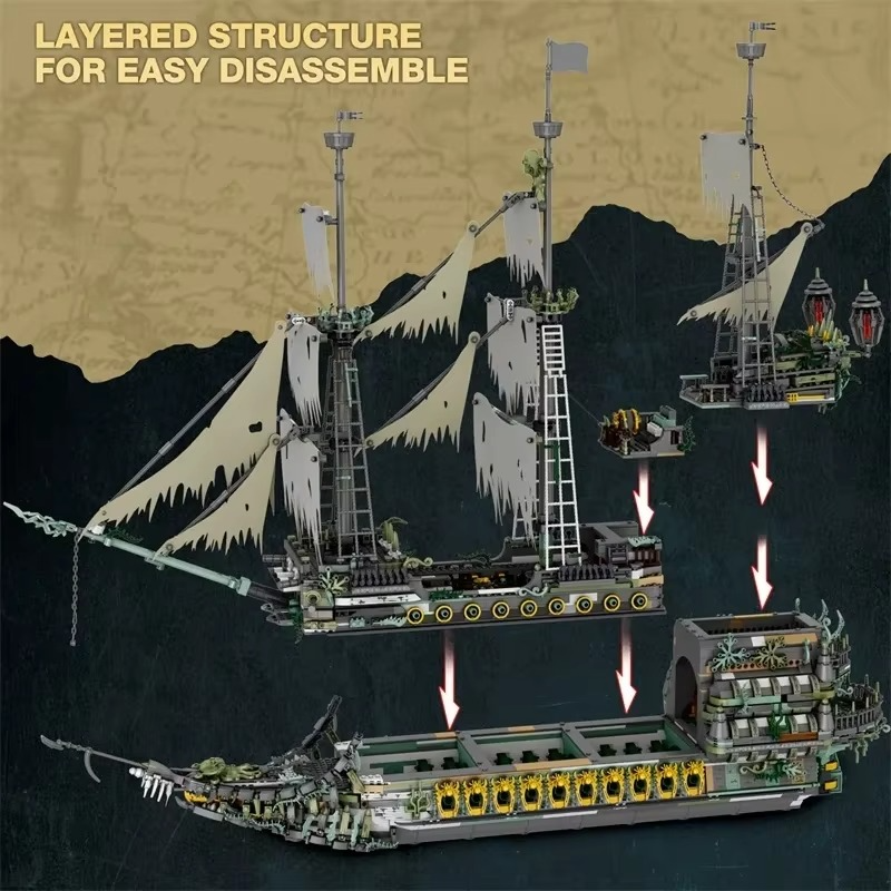 5865PCS The Flying Dutchman Pirate Ship Building Blocks Ghost Ship Model Bricks Assembling DIY Toys for Kids Christmas Birthday Gifts