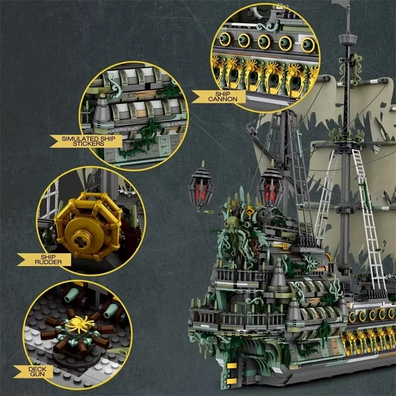 5865PCS The Flying Dutchman Pirate Ship Building Blocks Ghost Ship Model Bricks Assembling DIY Toys for Kids Christmas Birthday Gifts