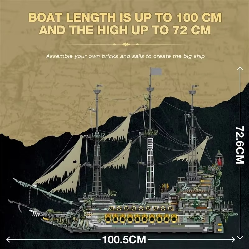 5865PCS The Flying Dutchman Pirate Ship Building Blocks Ghost Ship Model Bricks Assembling DIY Toys for Kids Christmas Birthday Gifts