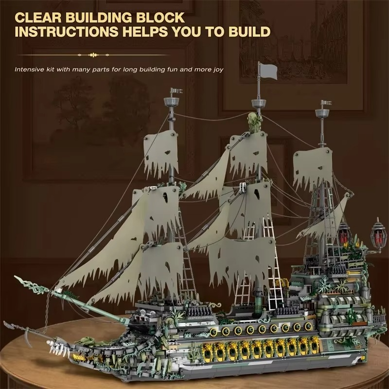 5865PCS The Flying Dutchman Pirate Ship Building Blocks Ghost Ship Model Bricks Assembling DIY Toys for Kids Christmas Birthday Gifts