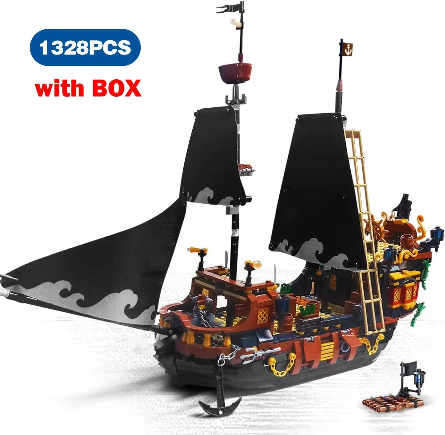 1328STK DIY Pirate Ship Building Blocks Bricks Assembly Adventure Model Toys Children's Educational Toys Set Christmas Birthday Gifts