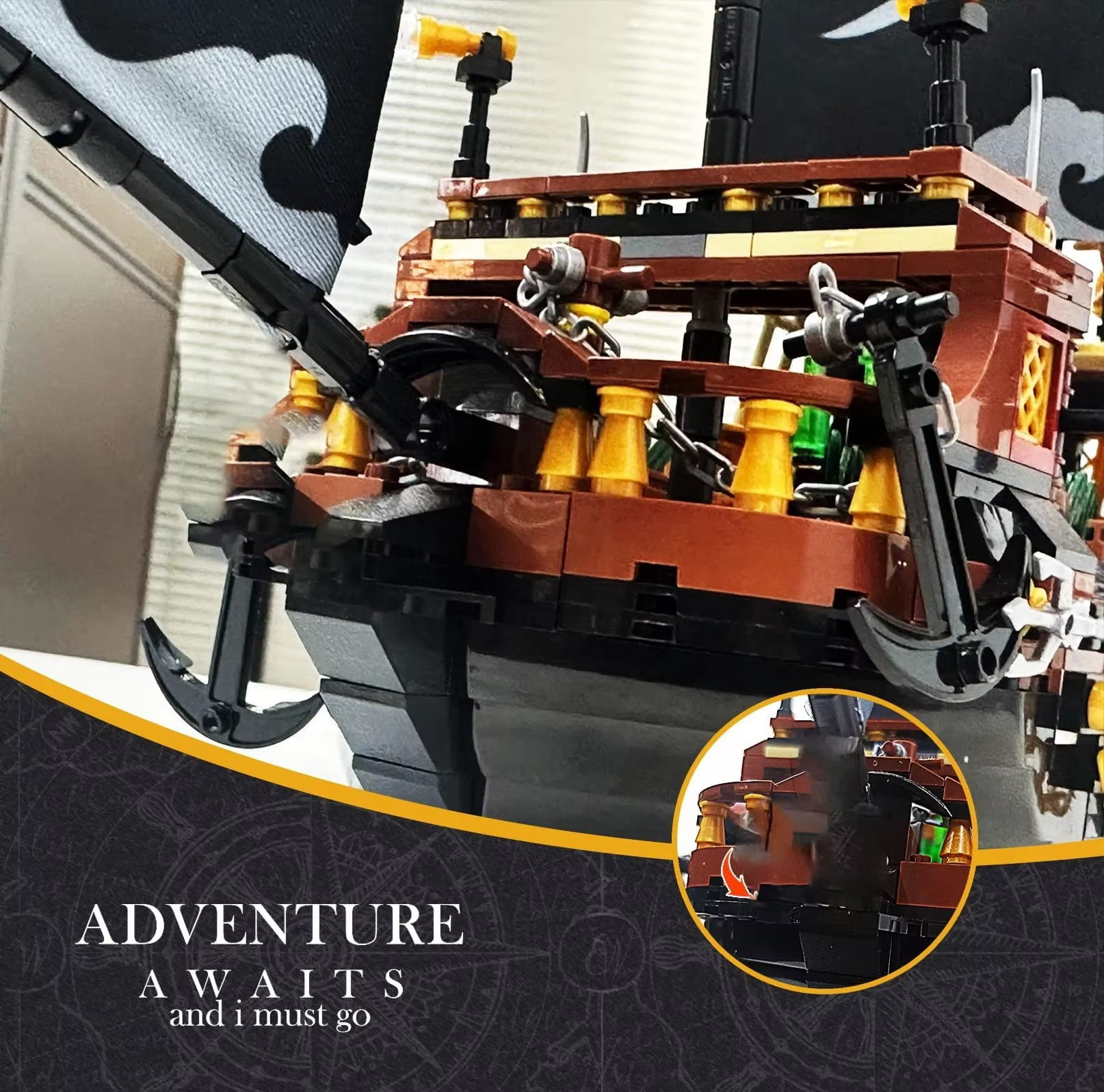 1328STK DIY Pirate Ship Building Blocks Bricks Assembly Adventure Model Toys Children's Educational Toys Set Christmas Birthday Gifts