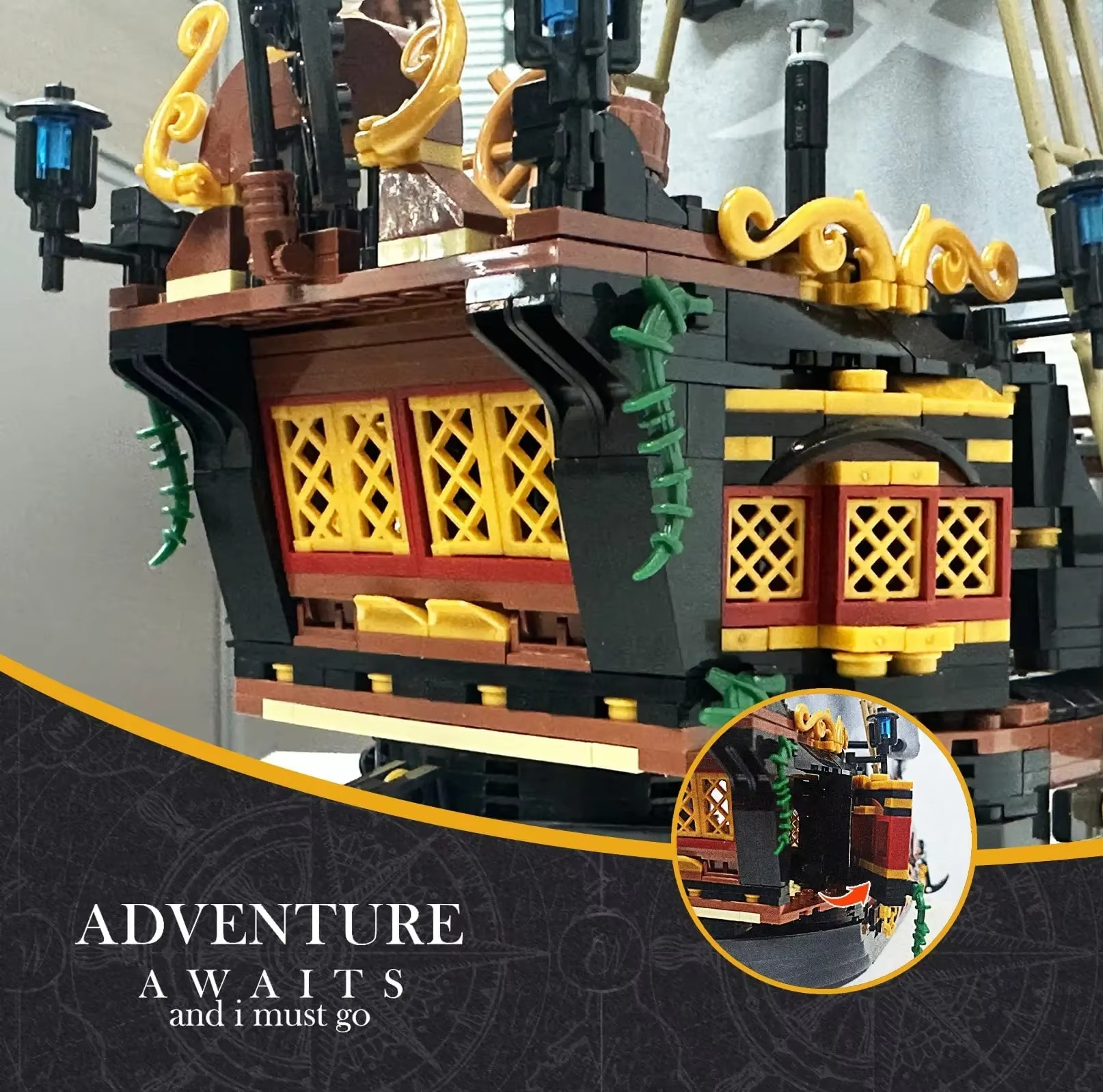 1328STK DIY Pirate Ship Building Blocks Bricks Assembly Adventure Model Toys Children's Educational Toys Set Christmas Birthday Gifts