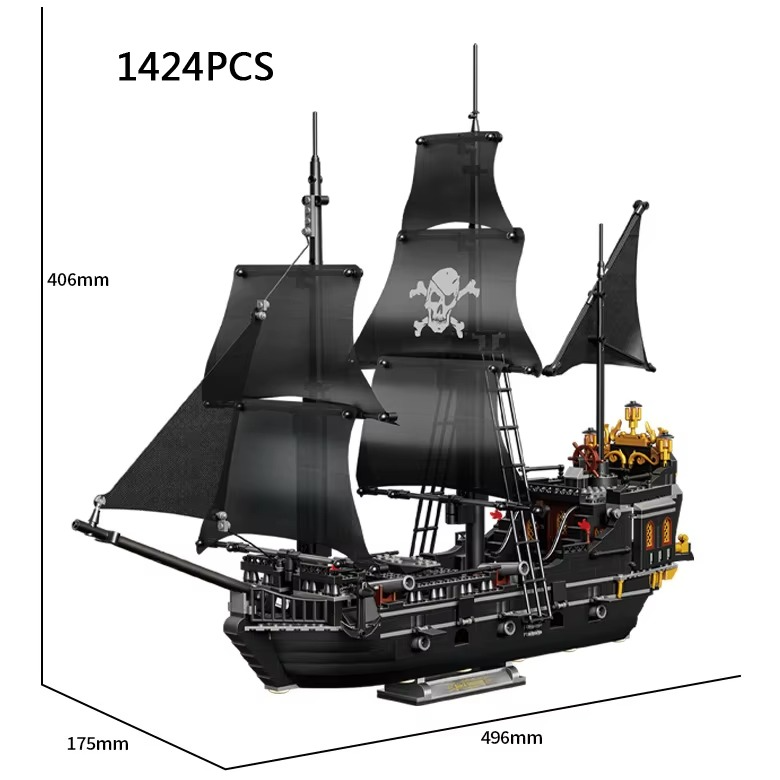 Idea Movie Vehicle Mini Block Black Sorcerer Caribbean Pirate Ship Model Sets Building Bricks Construction Toys Christmas Gifts