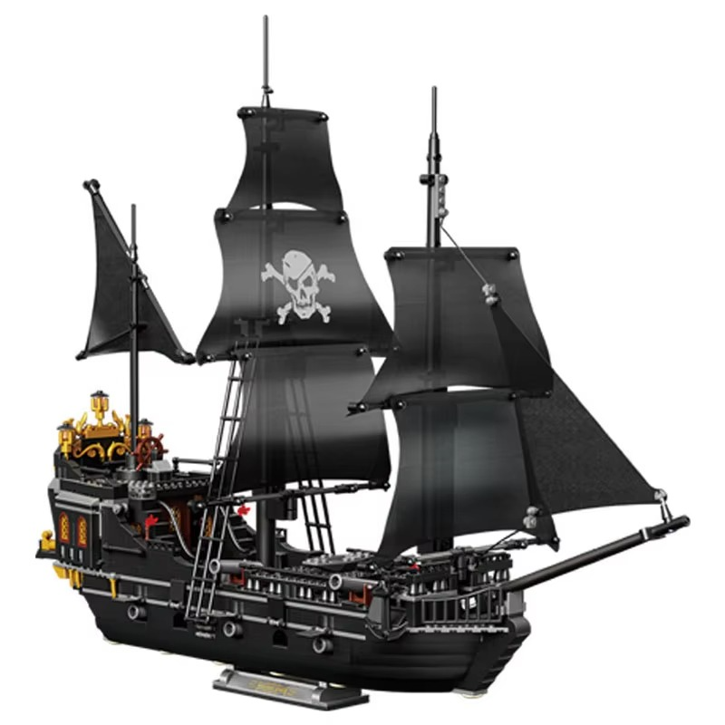 Idea Movie Vehicle Mini Block Black Sorcerer Caribbean Pirate Ship Model Sets Building Bricks Construction Toys Christmas Gifts