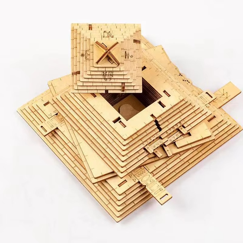 Quest Pyramid Wooden 3D Puzzle Box With Secret Compartment High Difficulty IQ Games Brain Teaser For Adults Kids Christmas Birthday Gifts
