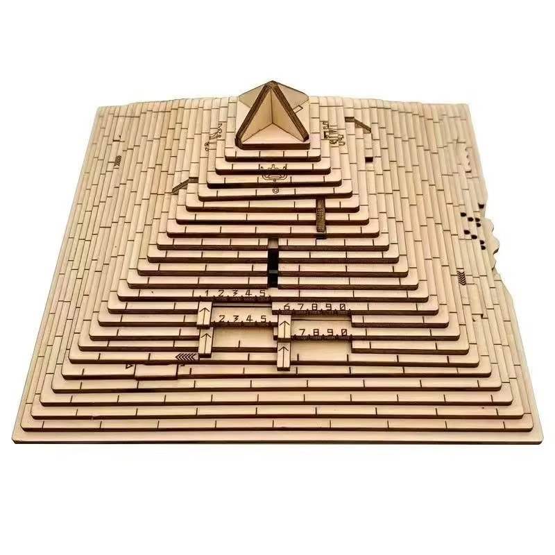 Quest Pyramid Wooden 3D Puzzle Box With Secret Compartment High Difficulty IQ Games Brain Teaser For Adults Kids Christmas Birthday Gifts