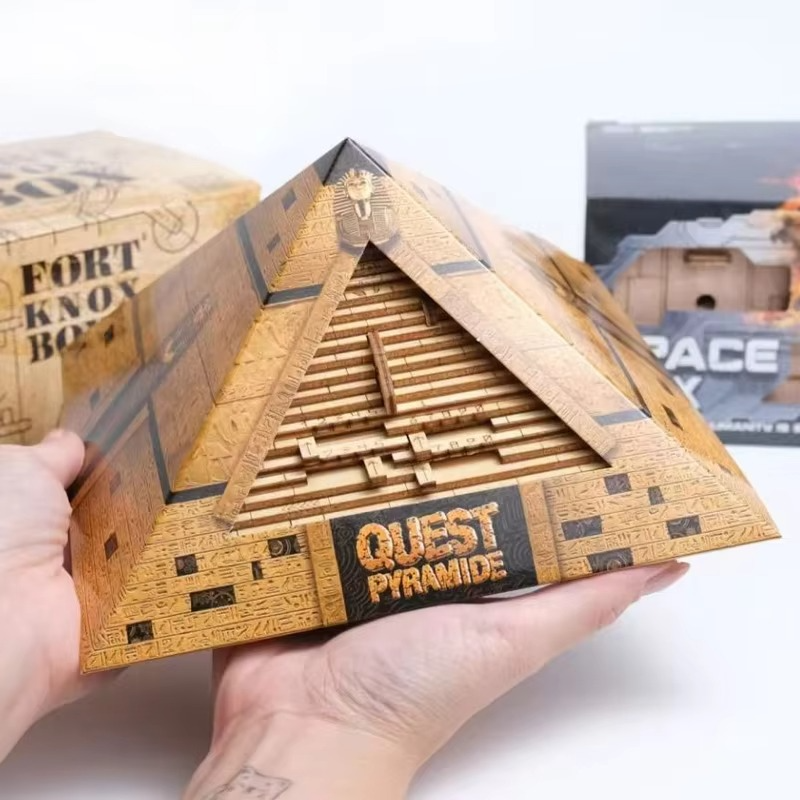 Quest Pyramid Wooden 3D Puzzle Box With Secret Compartment High Difficulty IQ Games Brain Teaser For Adults Kids Christmas Birthday Gifts