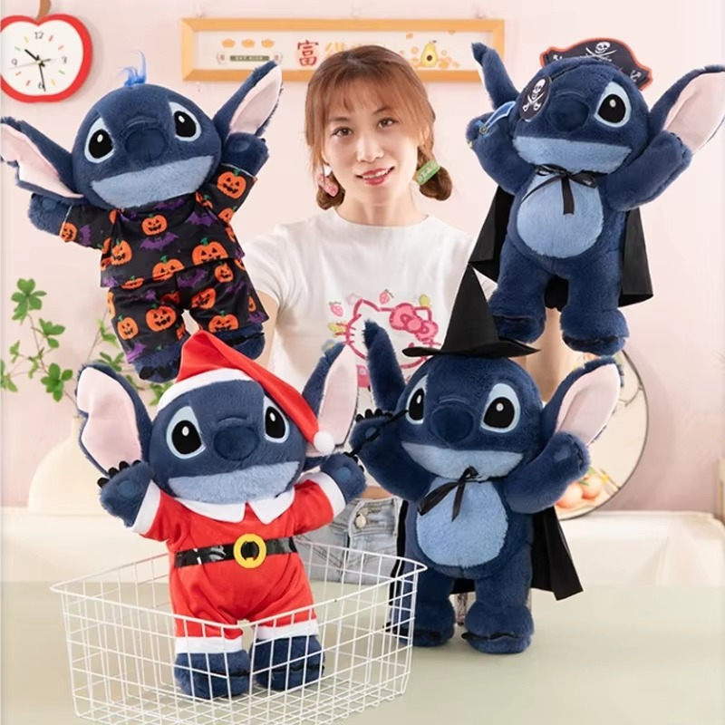 40CM Lilo and Stitch Xmas Disney Plush Toys Cartoon Anime Stuffed Kawaii Halloween Soft Stich Doll Plushie Kids Birthday Gifts