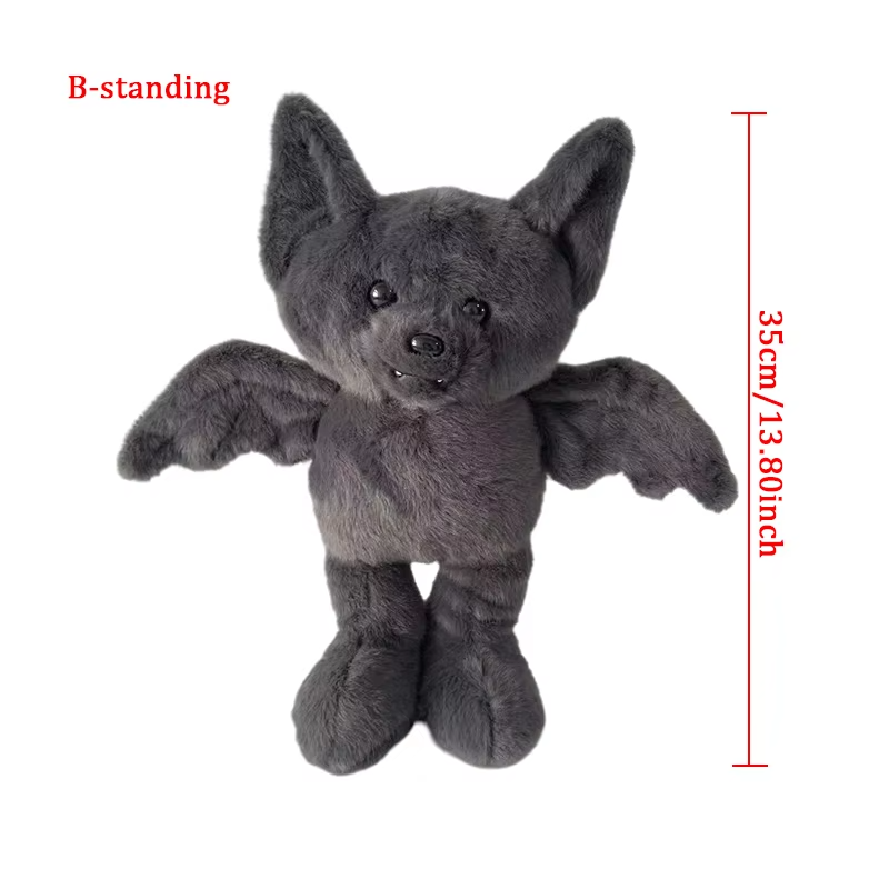 2025 New Build Bear Posable Bat Soft Plush Toy Cute Pet Animals Doll Birthday Halloween Christmas Gifts