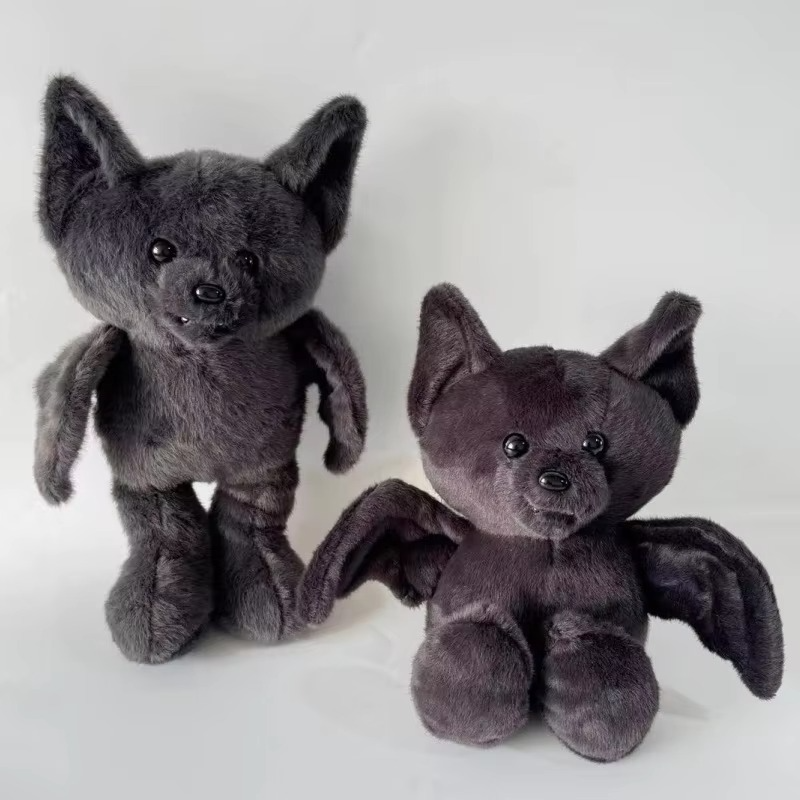 2025 New Build Bear Posable Bat Soft Plush Toy Cute Pet Animals Doll Birthday Halloween Christmas Gifts