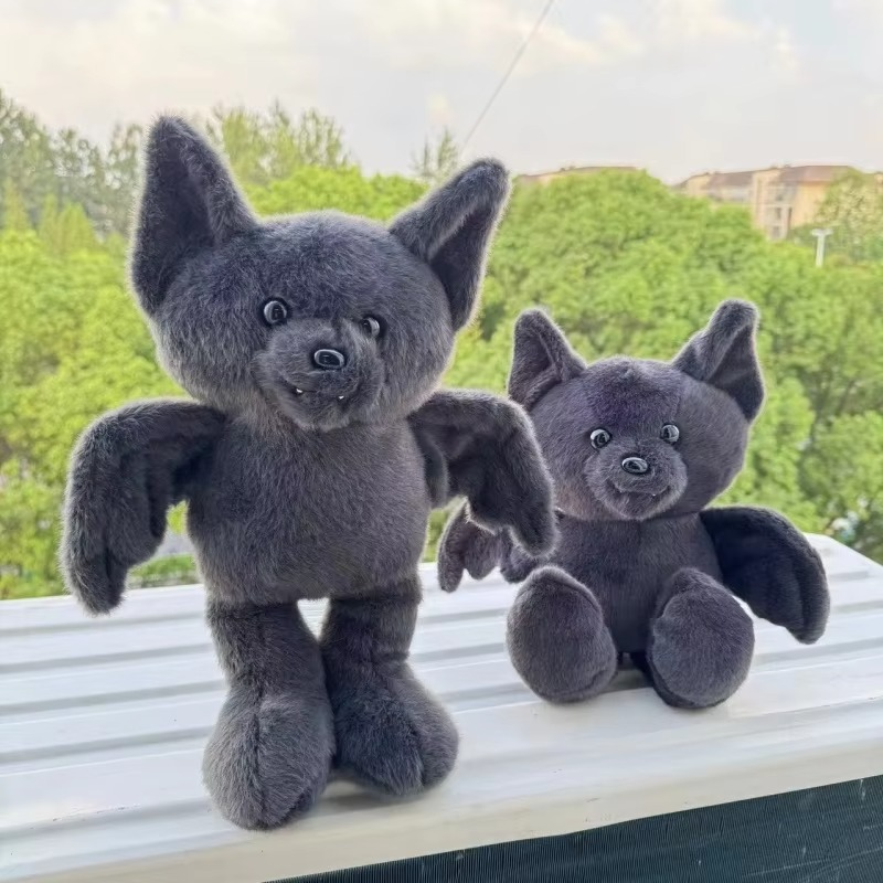 2025 New Build Bear Posable Bat Soft Plush Toy Cute Pet Animals Doll Birthday Halloween Christmas Gifts