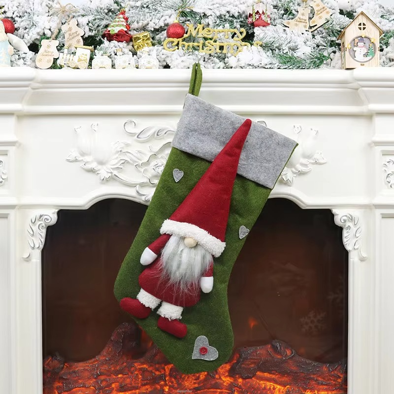 18" Large Faceless Gnomes Old Man Xmas Stocking Decor,Christmas Party Fireplace Family Hanging Stocking Decoration Kids Gift Bag