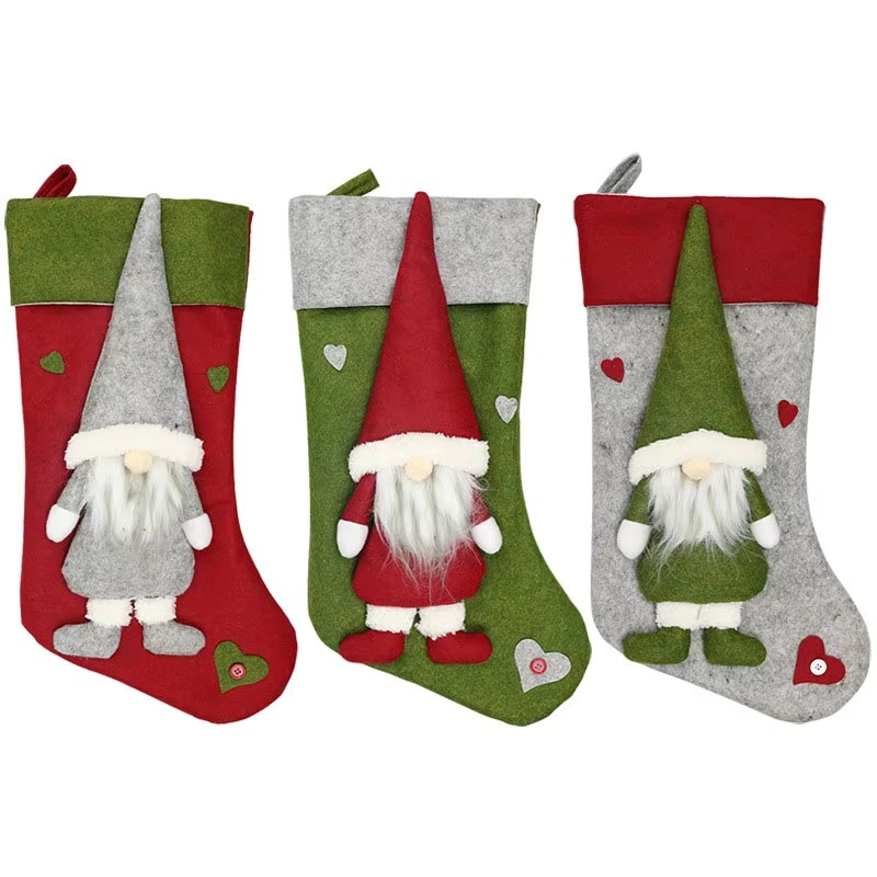 18" Large Faceless Gnomes Old Man Xmas Stocking Decor,Christmas Party Fireplace Family Hanging Stocking Decoration Kids Gift Bag