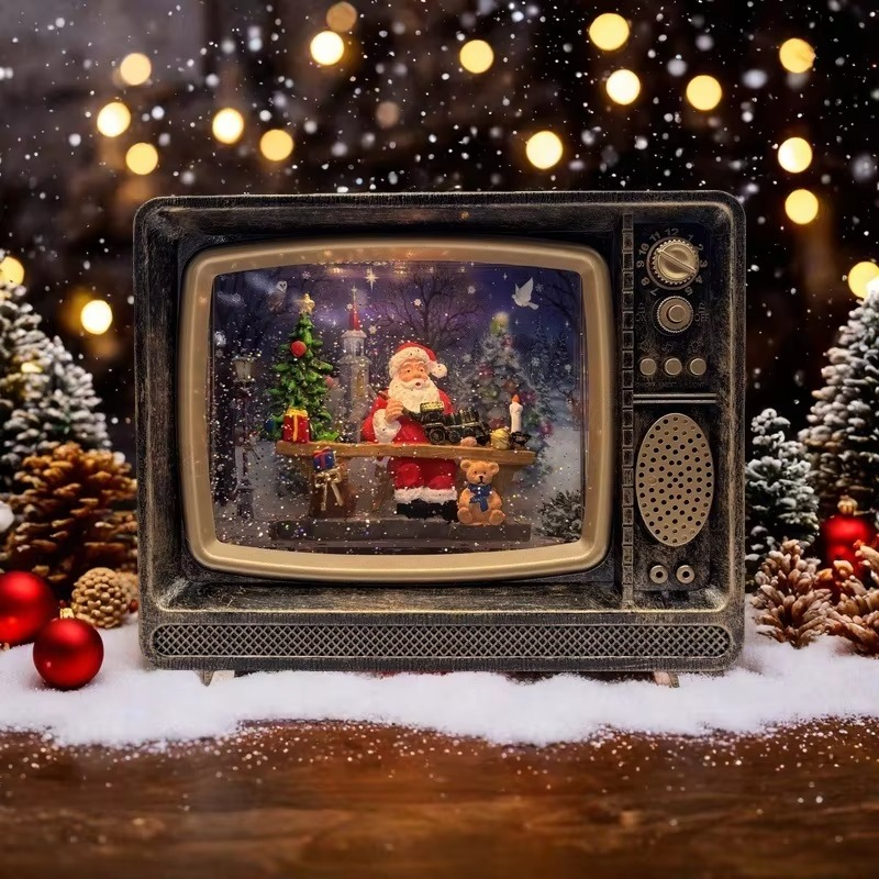Cross-border Christmas Gift Snowflake Crystal Lamp TV Music Box,snow Globe Decoration for Christmas Extension Christmas Ornament