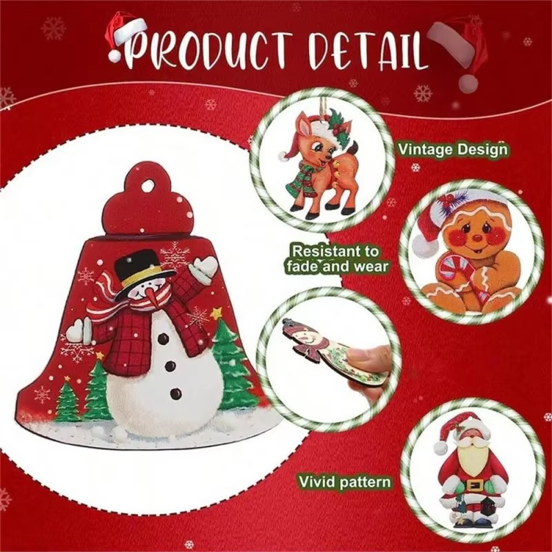 48pcs Christmas Wooden Hanging Ornaments - Perfect for Tree Decorations, Yard Decoration, Party Decor & More!
