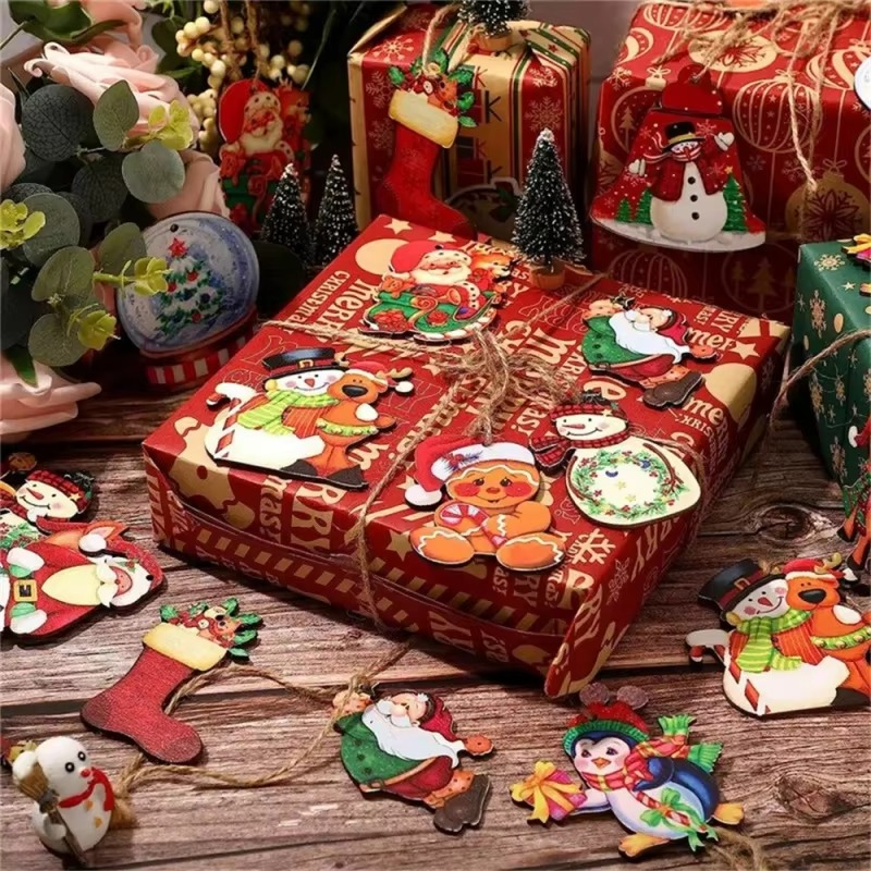 48pcs Christmas Wooden Hanging Ornaments - Perfect for Tree Decorations, Yard Decoration, Party Decor & More!
