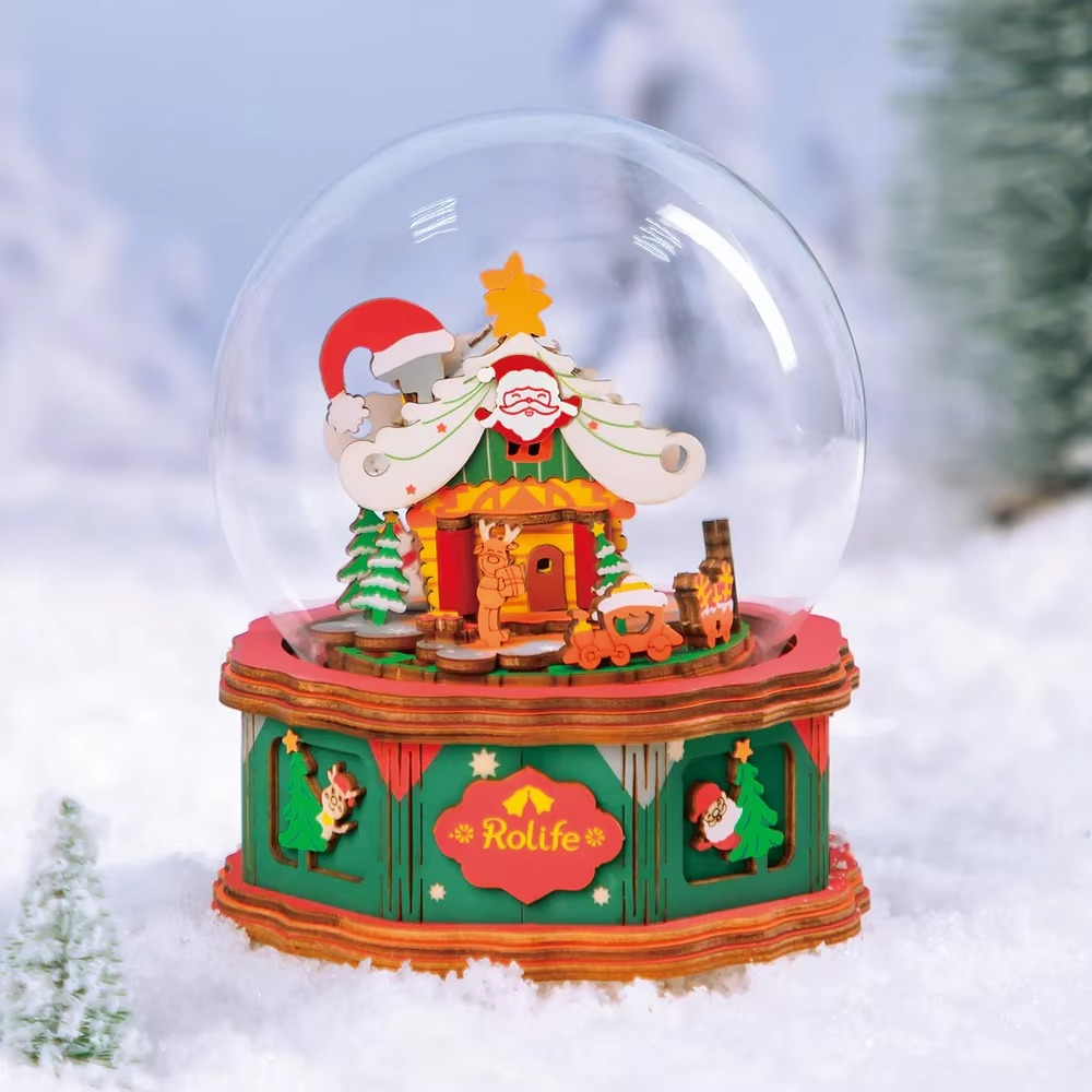 Robotime Rolife Christmas Town Music Box Crystal Ball Birthday Gift for Girls Children Christmas Gift Music Crafts
