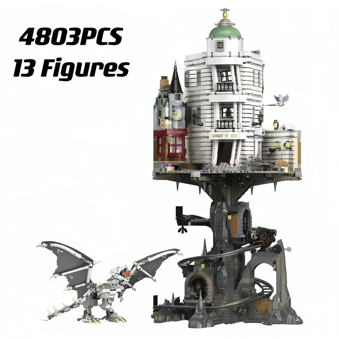 In stock Bank Gringotts Blocks Bricks Ironbelly Building Dragon moc76417 Castles Model building toy Christmas birthday gifts