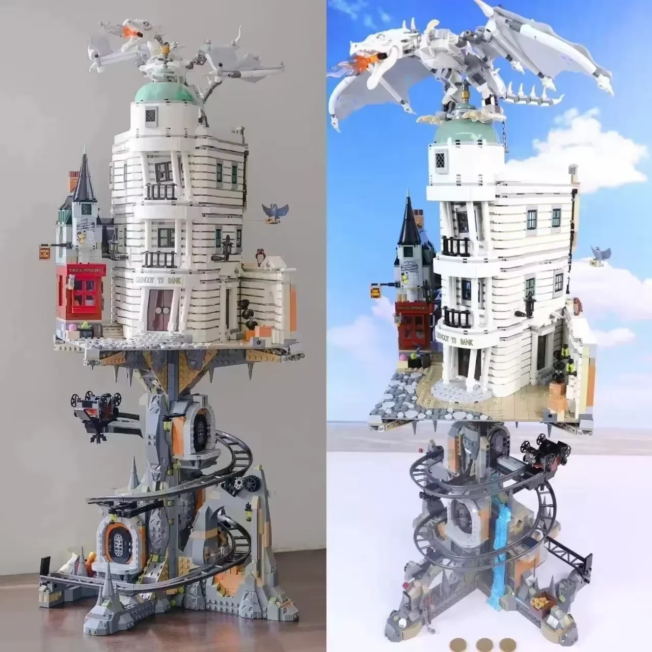 In stock Bank Gringotts Blocks Bricks Ironbelly Building Dragon moc76417 Castles Model building toy Christmas birthday gifts