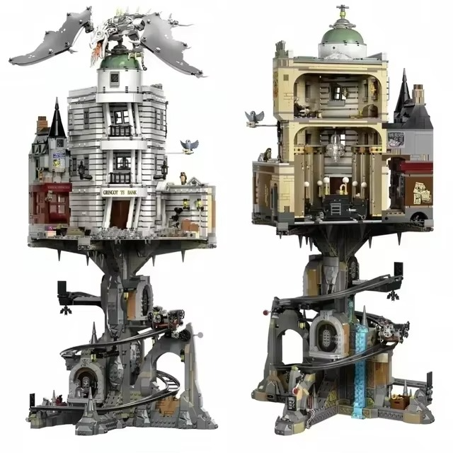 In stock Bank Gringotts Blocks Bricks Ironbelly Building Dragon moc76417 Castles Model building toy Christmas birthday gifts