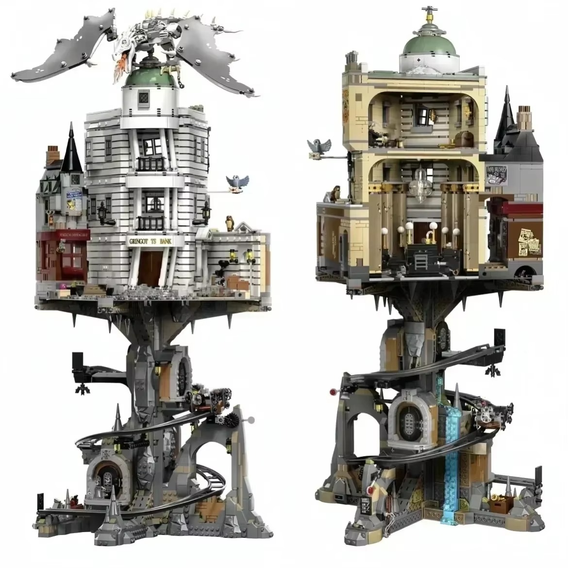 In stock Bank Gringotts Blocks Bricks Ironbelly Building Dragon moc76417 Castles Model building toy Christmas birthday gifts
