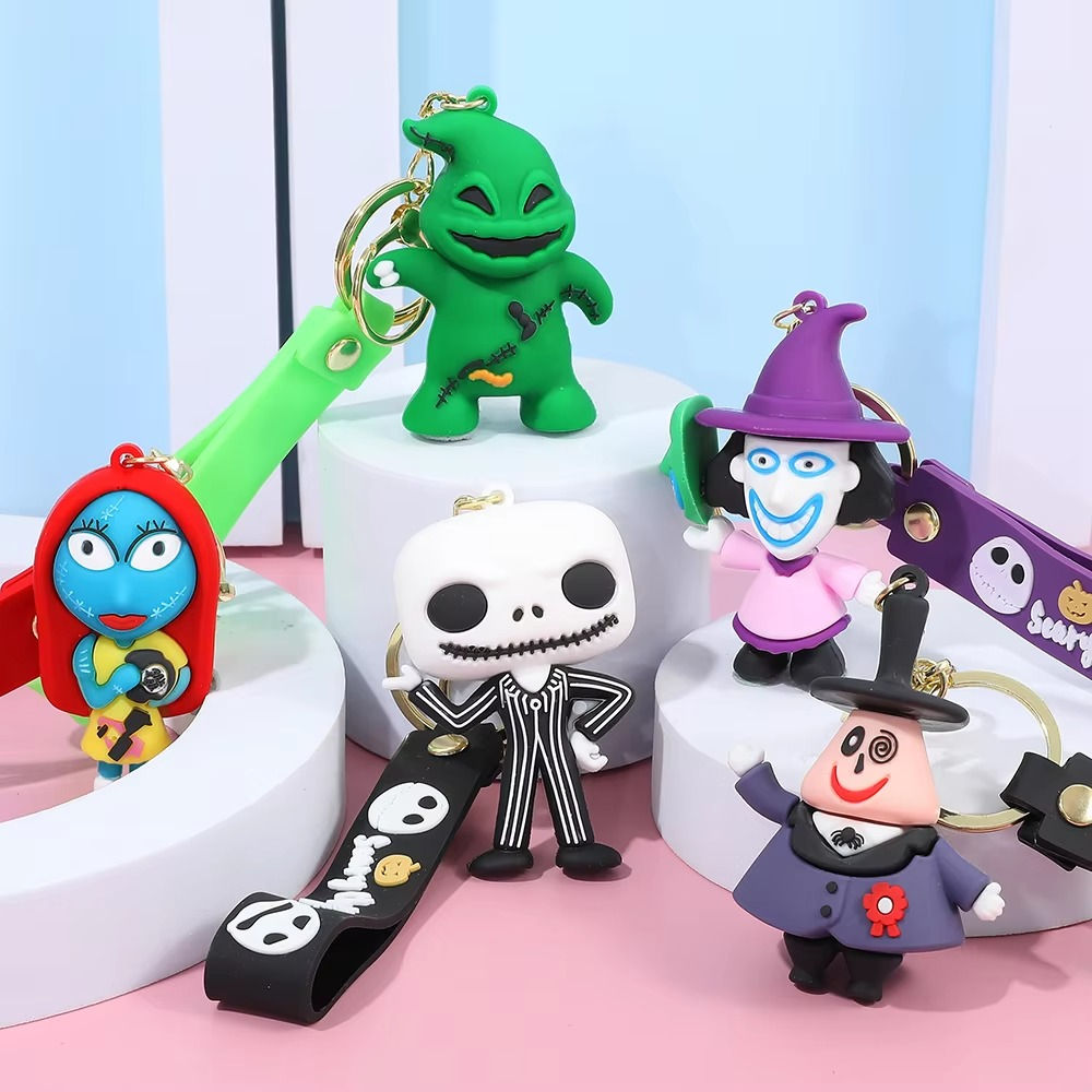 6pcs The Nightmare Before Christmas Keychain Sally Jack Skull Halloween Horror Jewelry Backpack Accessories Key Holder Gifts