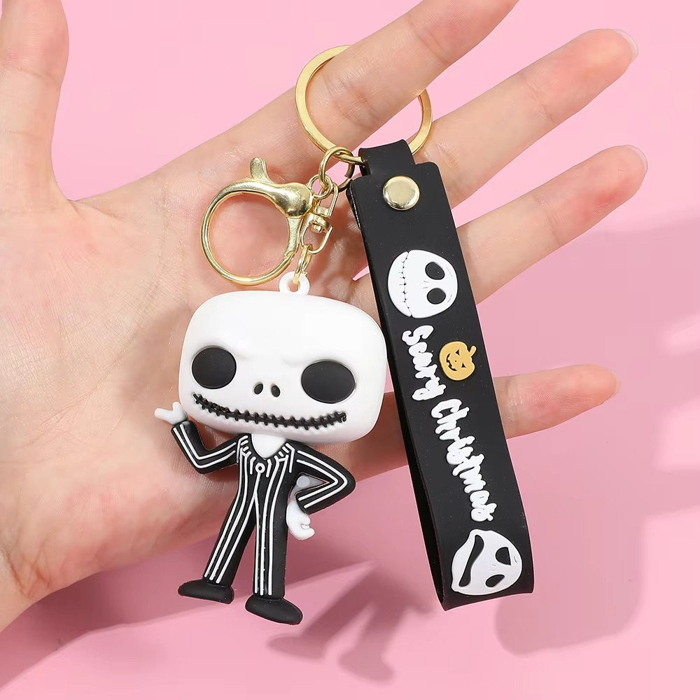 6pcs The Nightmare Before Christmas Keychain Sally Jack Skull Halloween Horror Jewelry Backpack Accessories Key Holder Gifts
