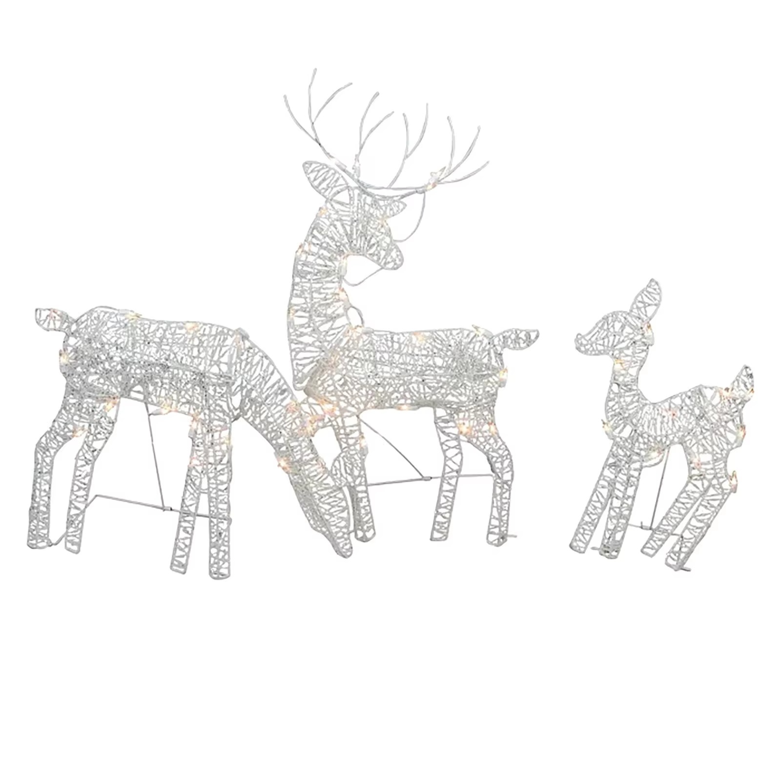 3Pc Lighted Deer Family Outdoor Christmas, Winter Decoration For Front Yards