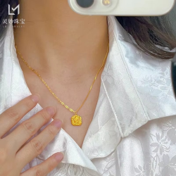 AU999 24K Gold Sugar Cube Set | Hollow - carved bracelet, pearl - accented, matte ring, diamond - set pendant, cute & trendy