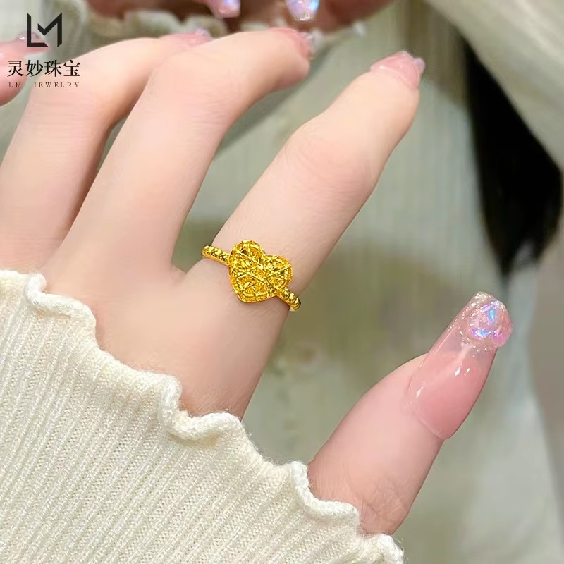 AU999 24K Gold Sugar Cube Set | Hollow - carved bracelet, pearl - accented, matte ring, diamond - set pendant, cute & trendy
