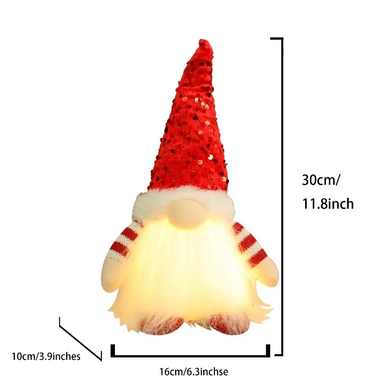 Christmas Gnome Night Light Decoration, Gift for Home Decor, Xmas Tree Ornament, for Family Party Festival