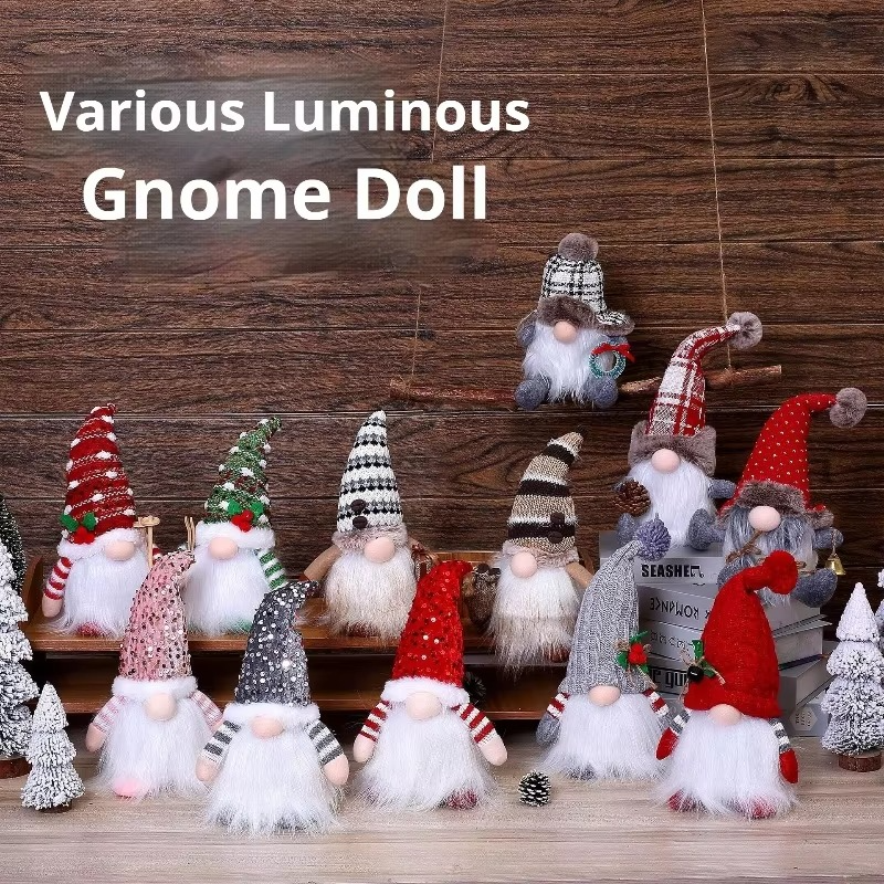 Christmas Gnome Night Light Decoration, Gift for Home Decor, Xmas Tree Ornament, for Family Party Festival