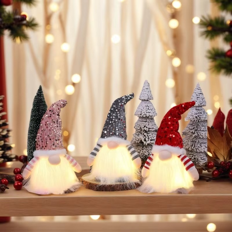 Christmas Gnome Night Light Decoration, Gift for Home Decor, Xmas Tree Ornament, for Family Party Festival