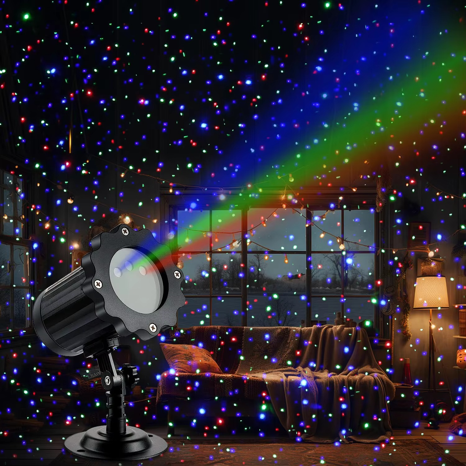 ALIEN Christmas Starry Laser Projector Lights Outdoor RGB Moving Star Shower Waterproof Garden Holiday Party Decor with Remote