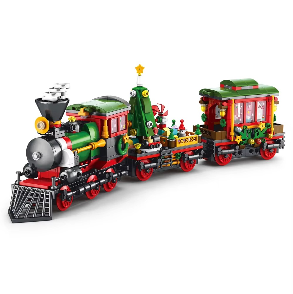 Christmas Train Christmas Tree Elk Christmas House Building Blocks Xmas Tree Decor Bricks Set Toys For Children Kids Gift